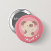 Cute Puppy - Button voor gepersonaliseerde meisjes (Voorkant /achterkant)
