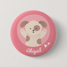 Cute Puppy - Button voor gepersonaliseerde meisjes