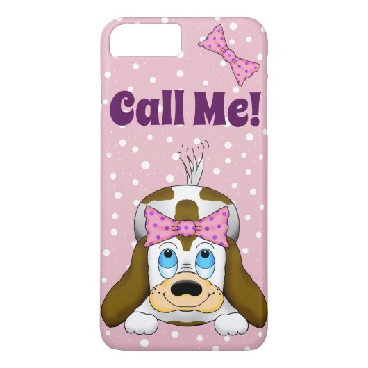 Cute Puppy "Call Me" Cell Phone Case (Achterkant)