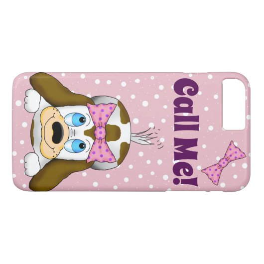 Cute Puppy "Call Me" Cell Phone Case (Achterkant (Horizontaal))