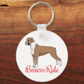 Cute Puppy Cartoon Dog Lover Boxer Sleutelhanger (Voorkant)