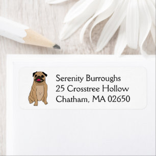 Cute Puppy Cartoon Dog Lover Rescue mama Funny Pug Etiket