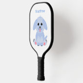 Cute Puppy Cartoon Dog Personalized Pastel Blue Pickleball Paddle (Links)