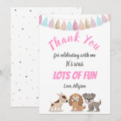 Cute puppy cartoon hond thema kind verjaardagsfees bedankkaart (Voorkant / Achterkant)