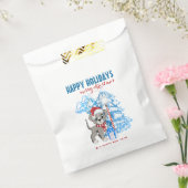 Cute Puppy Cartoon Snowy Kerstmis Feestdagen Bedankzakje (Gezegeld)