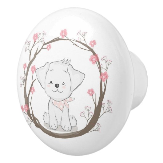 Cute Puppy Ceramic Knob. Keramische Knop (Rechts)