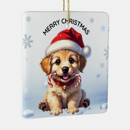 Cute Puppy Christmas Golden Retriever Holiday Keramisch Ornament (Rechts)