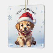 Cute Puppy Christmas Golden Retriever Holiday Keramisch Ornament (Links)