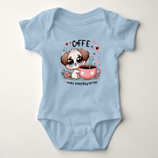Cute Puppy Coffee Lover Baby Bodysuit - Coffee Mak