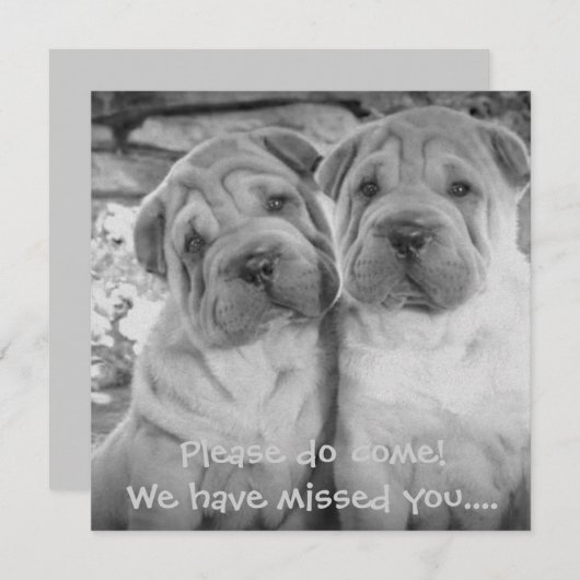 Cute Puppy Couple Persoonlijke Partij nodigt uit Kaart (Voorkant / Achterkant)