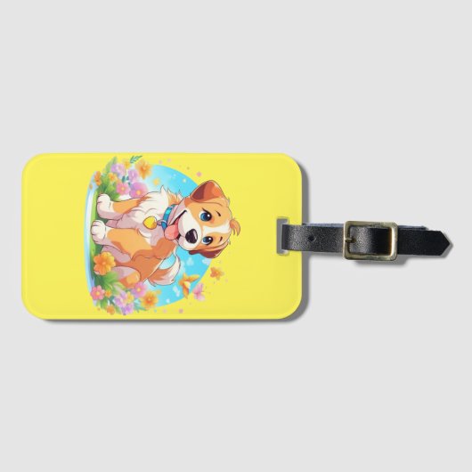 Cute Puppy Dog Bagagelabel (Voorkant (horizontaal))