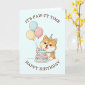 Cute Puppy Dog Birthday Kaart (Gele Bloem)