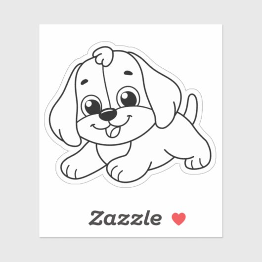Cute Puppy Dog Black and White Sticker (Vel)