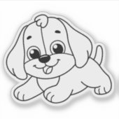 Cute Puppy Dog Black and White Sticker (Voorkant)