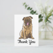 Cute Puppy Dog Black White Cartoon Pug Hartelijk d Briefkaart (Staand voorkant)