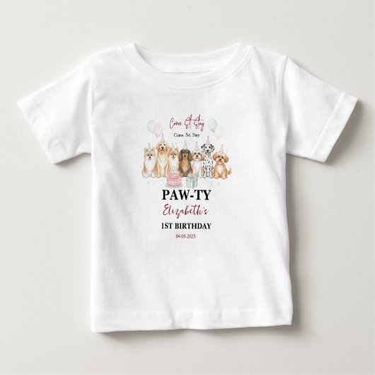 Cute Puppy Dog Boy 1st Birthday | Pawty Time First (Voorkant)