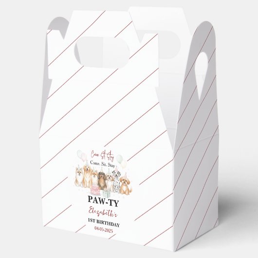 Cute Puppy Dog Boy 1st Birthday | Pawty Time First Bedankdoosjes (Geopend)