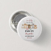 Cute Puppy Dog Boy 1st Birthday | Pawty Time First Ronde Button 3,2 Cm (Voorkant /achterkant)