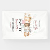 Cute Puppy Dog Boy 1st Birthday | Pawty Time First Spandoek (Horizontaal)