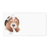 Cute Puppy Dog Cartoon Basset Hound Etiket (Voorkant)