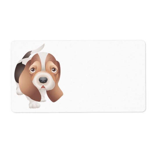 Cute Puppy Dog Cartoon Basset Hound Etiket (Voorkant)