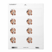 Cute Puppy Dog Cartoon Basset Hound Etiket (Full Sheet)