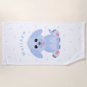 Cute Puppy Dog Cartoon Blue, op maat gemaakt Strandlaken (Voorkant)