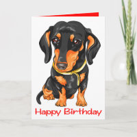 Cute Puppy Dog Cartoon Dachshund Birthday