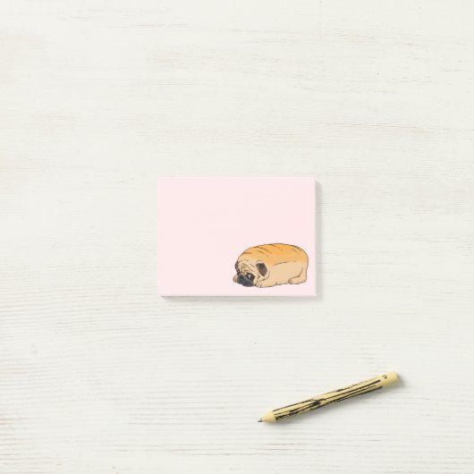 Cute Puppy Dog Cartoon Funny Pug Post-it® Notes (Op bureau)