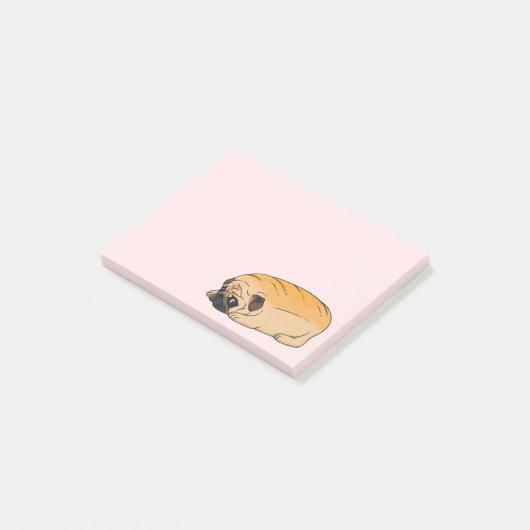 Cute Puppy Dog Cartoon Funny Pug Post-it® Notes (Schuin)