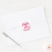 Cute Puppy Dog Cartoon Roze Vierkante Sticker (Envelop)