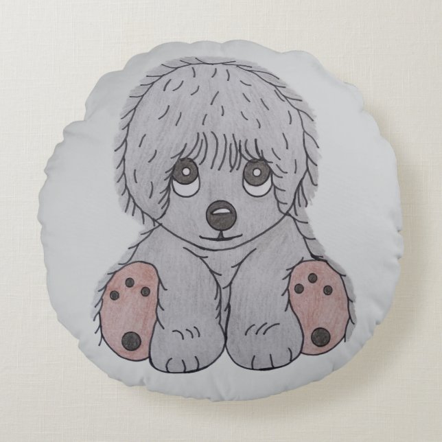 Cute Puppy Dog Cushion Cover Rond Kussen (Voorkant)