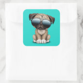 Cute Puppy Dog die zonnebril draagt Vierkante Sticker (Tas)