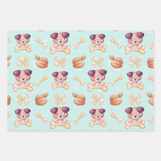 Cute Puppy Dog en Dog House Boy Inpakpapier Vel (Voorkant 2)