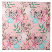 Cute Puppy Dog en Flowers Roze Creative Art Tegeltje (Voorkant)