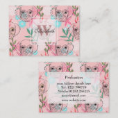 Cute Puppy Dog en Flowers Roze Creative Art Visitekaartje (Voorkant / Achterkant)