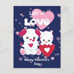 Cute Puppy Dog en Kitty Cat Valentijn Briefkaart