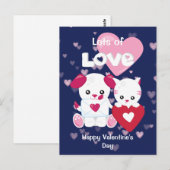 Cute Puppy Dog en Kitty Cat Valentijn Briefkaart (Voorkant / Achterkant)