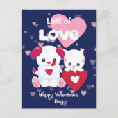 Cute Puppy Dog en Kitty Cat Valentijn Briefkaart (Voorkant)
