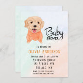 Cute Puppy Dog en Waterverf Boy Baby shower Kaart (Voorkant / Achterkant)