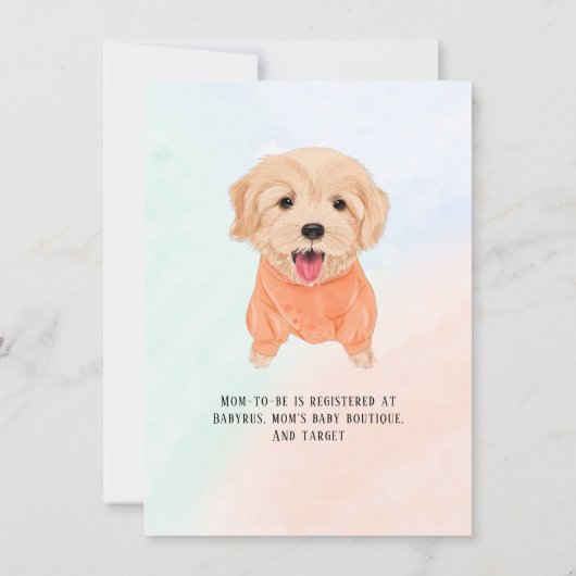 Cute Puppy Dog en Waterverf Boy Baby shower Kaart (Achterkant)