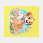 Cute Puppy Dog Fleece Deken (Voorkant (Horizontaal))