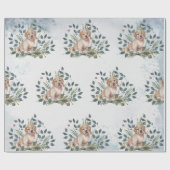 Cute Puppy Dog Floral Eucalyptus Cadeaupapier (Vlak)
