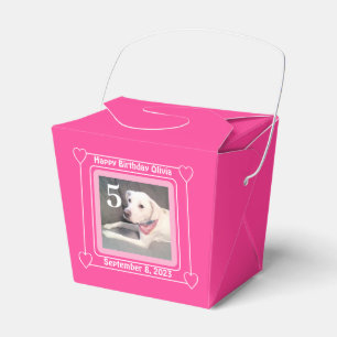Cute Puppy Dog Foto Birthday Nummer 5 Roze Bedankdoosjes