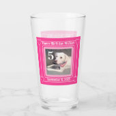 Cute Puppy Dog Foto Birthday Nummer 5 Roze Glas (Achterkant)