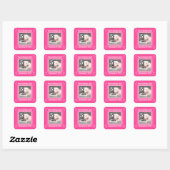 Cute Puppy Dog Foto Birthday Nummer 5 Roze Vierkante Sticker (Vel)