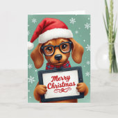 Cute Puppy Dog Glasses Merry Christmas Tablet Kaart (Voorkant)