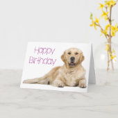 Cute Puppy Dog Golden Retriever Birthday Kaart (Gele Bloem)