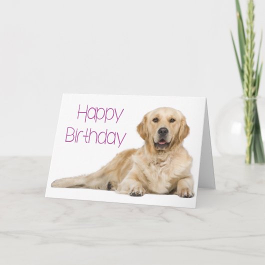Cute Puppy Dog Golden Retriever Birthday Kaart (Voorkant)