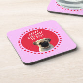 Cute Puppy Dog Happy Birthday Red Stippen Roze Drankjes Onderzetter (Linkerzijde)